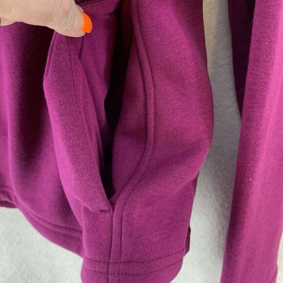 Puma Women’s Diagonal Zip Purple Cotton Jacket Sz XL Logo Athletic Pockets - Picture 7 of 8